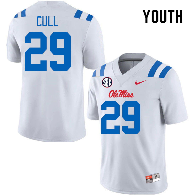 Youth #29 Nick Cull Ole Miss Rebels 2024 New Uniforms College Football Jerseys Stitched-White